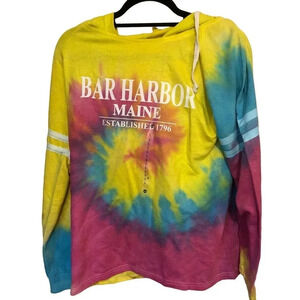 Lagaci Bar Harbor Maine Hoodie Tied Dyed Spring Summer Sweatshirt Women Size XL